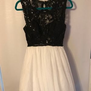 Black and White Sequin Hearts Dress